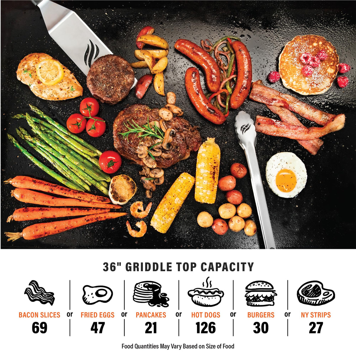 Blackstone Omnivore griddle side shelves extended for extra prep and serving space.
