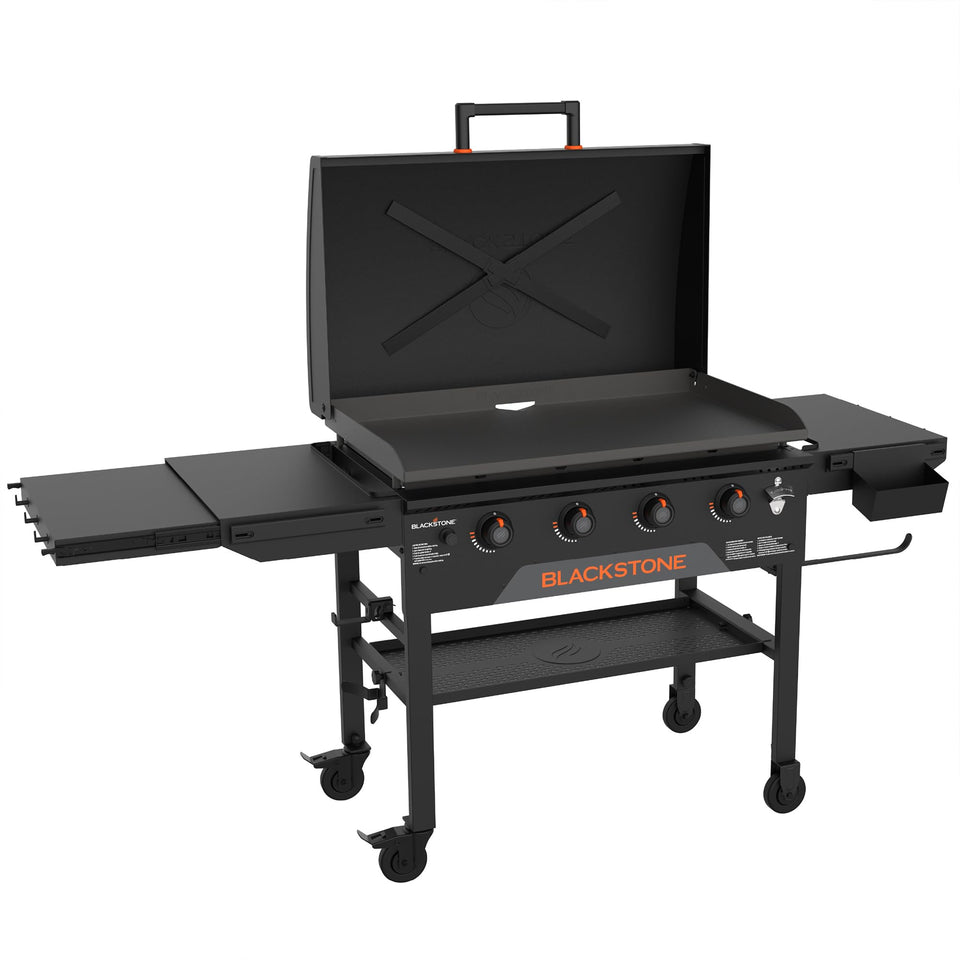 Blackstone Omnivore 36in griddle top view showing large cooking surface for feeding a crowd.