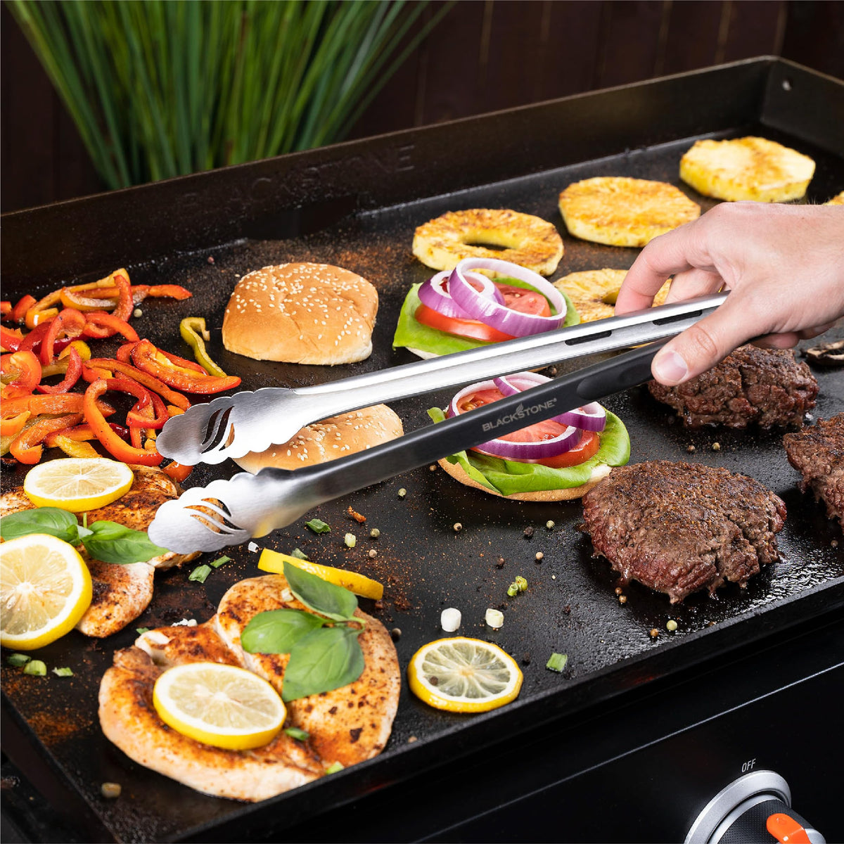 Blackstone original and scraper tongs with ergonomic grip