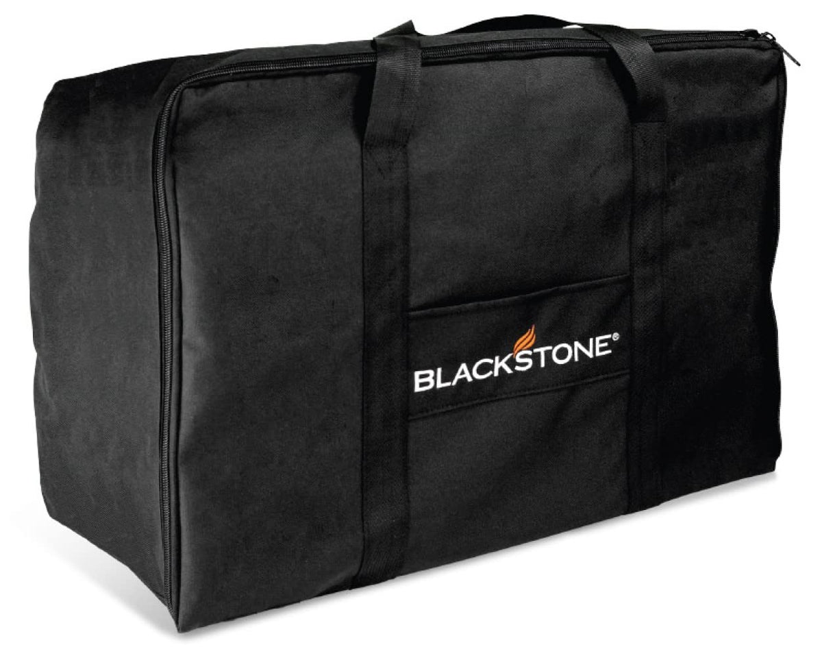 BLACKSTONE table top griddle carry bag closed shows snug weather-resistant protection for travel.