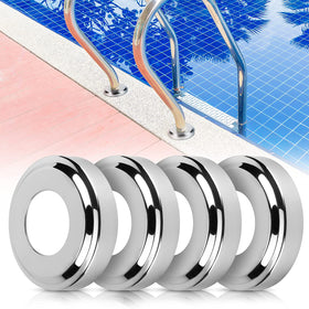 Blasoul universal pool ladder escutcheon plate protects against corrosion with a polished stainless steel finish.