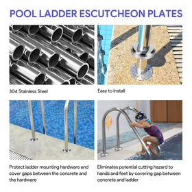 Stainless steel construction with UV-resistant coating resists sun and splash for pools.