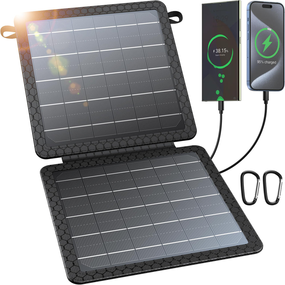 BLAVOR 10W solar charger folded compact for on-the-go charging.
