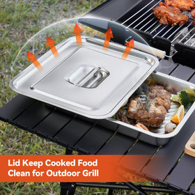 BLAZPATH square lid for grill meat container keeps foods separate