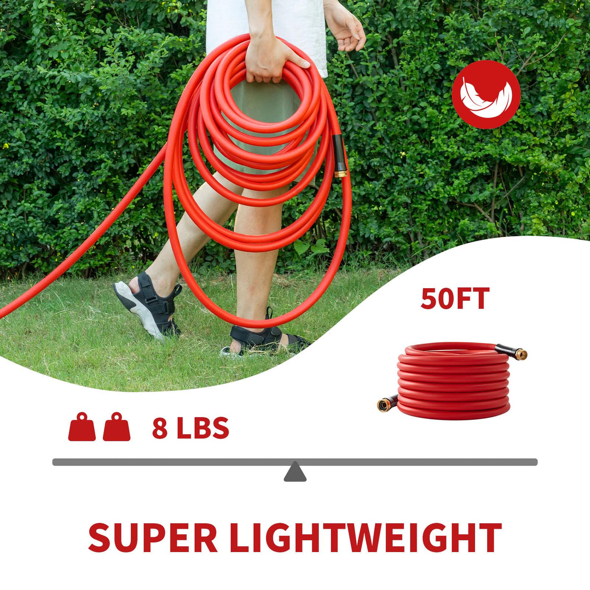 BLENDLITE all-season hose stays flexible outdoors for watering and car washing.
