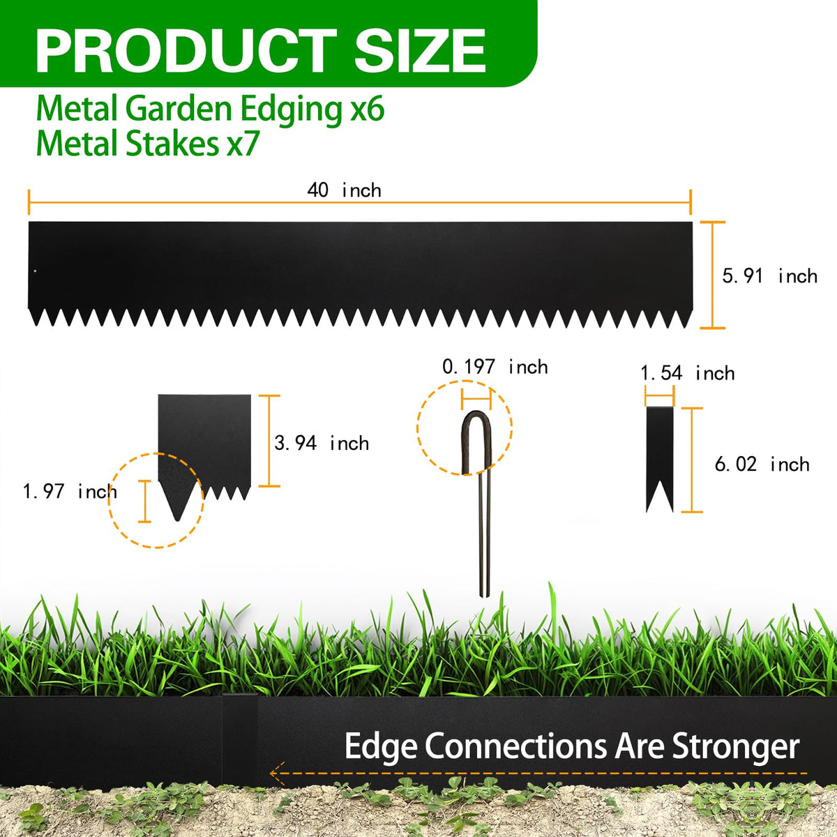 BLENNACY 40-in edging length supports straight or curved borders.