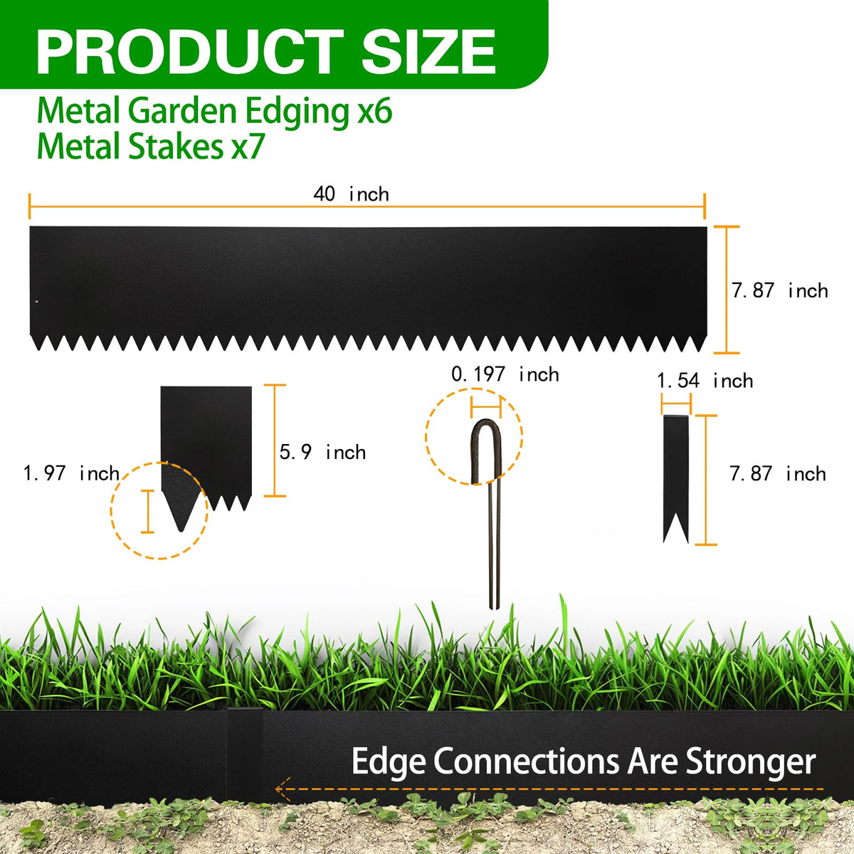 BLENNACY galvanized steel border with baked coating for weather resistance