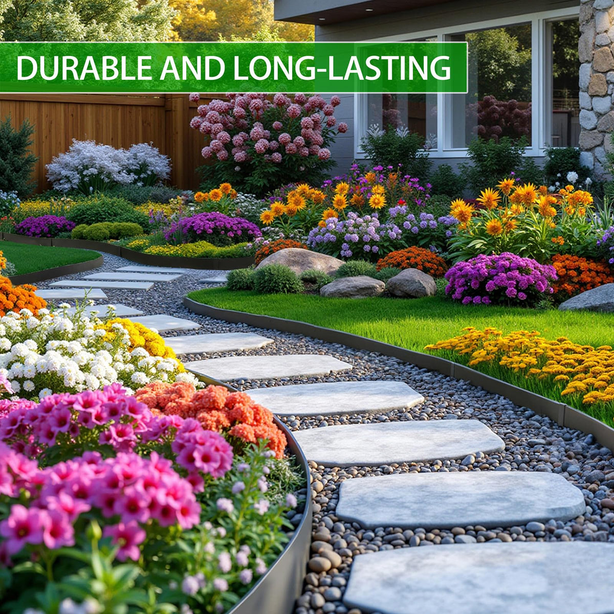 BLENNACY edging in use for yard borders and lawn edge definition.