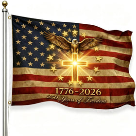 BLE.QLY 250th anniversary flag front view shows vibrant colors for outdoor display.