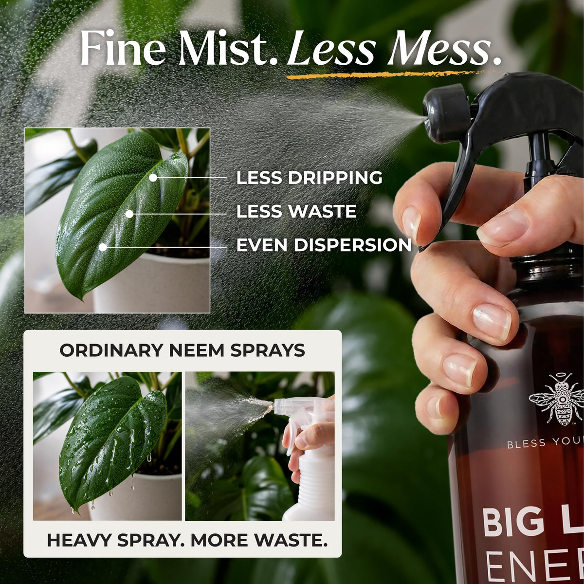 Bless Your Soil Neem Oil Spray for indoor plants offers gentle, plant-safe care.