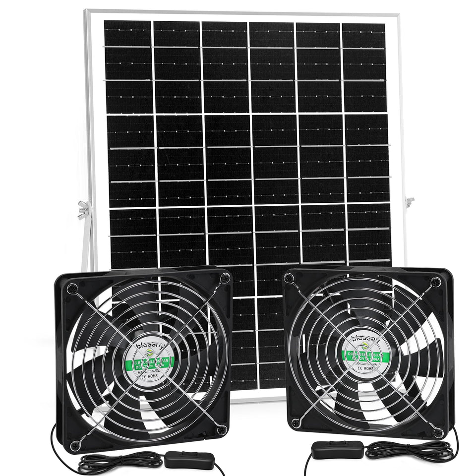 Blessny 5.5-inch solar dual fans for exterior installation improve outdoor air circulation.