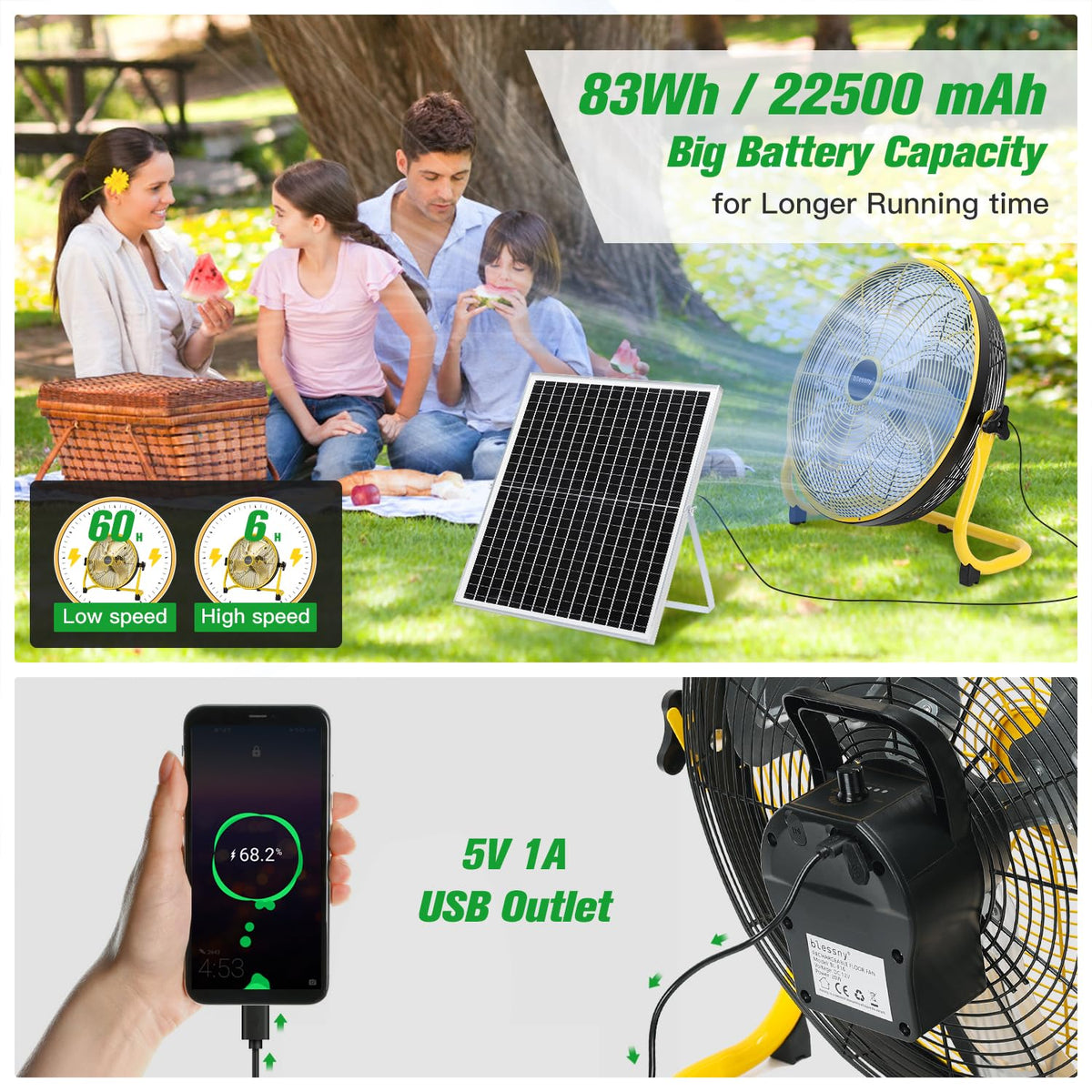 Blessny metal frame and aluminum blades for durable outdoor use