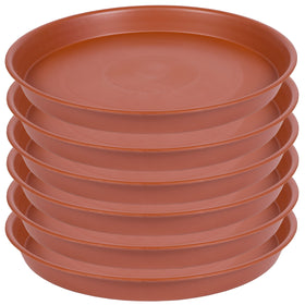 Bleuhome 12-inch plant saucer pack in terracotta prevents spills and protects furniture.