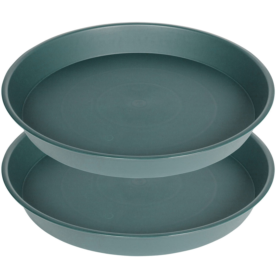 Bleuhome 12-inch green bird bath bowl, side view, attracts garden birds.