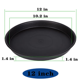 Bleuhome 12-inch black plant saucer, 2-pack, catches pot overflow.
