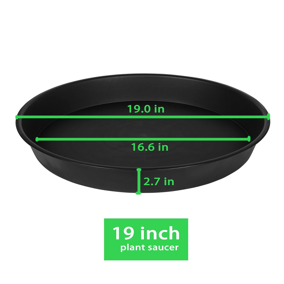 Bleuhome plant saucer 19 inch side view showing depth and edge height