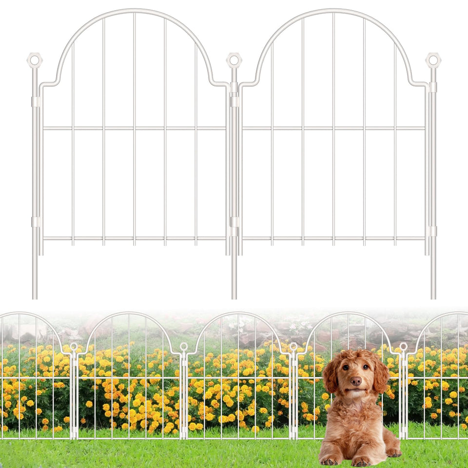 Blingluck white arch garden fence panel for neat bed edging.