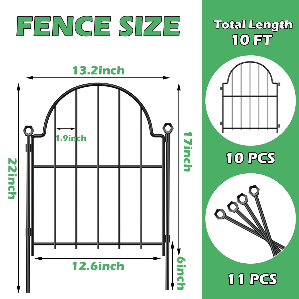 Blingluck fence spans about 11 ft for garden borders and patio perimeters.