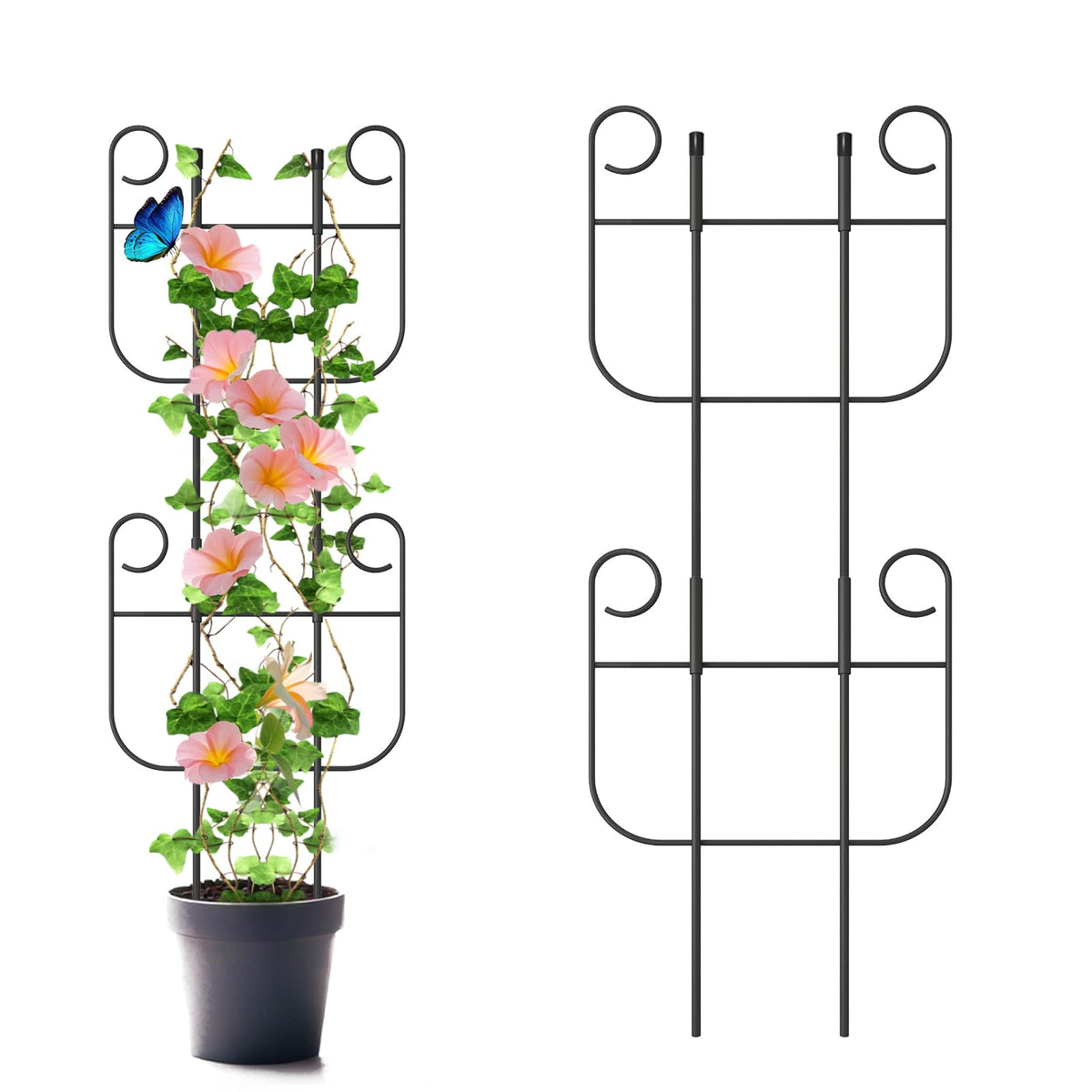 Blingluck two-pack trellis top-connection close-up showing easy assembly for climbing plants