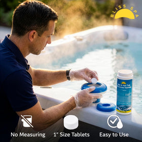 Bliss Spa bromine tabs improving water clarity for sparkling spa water.