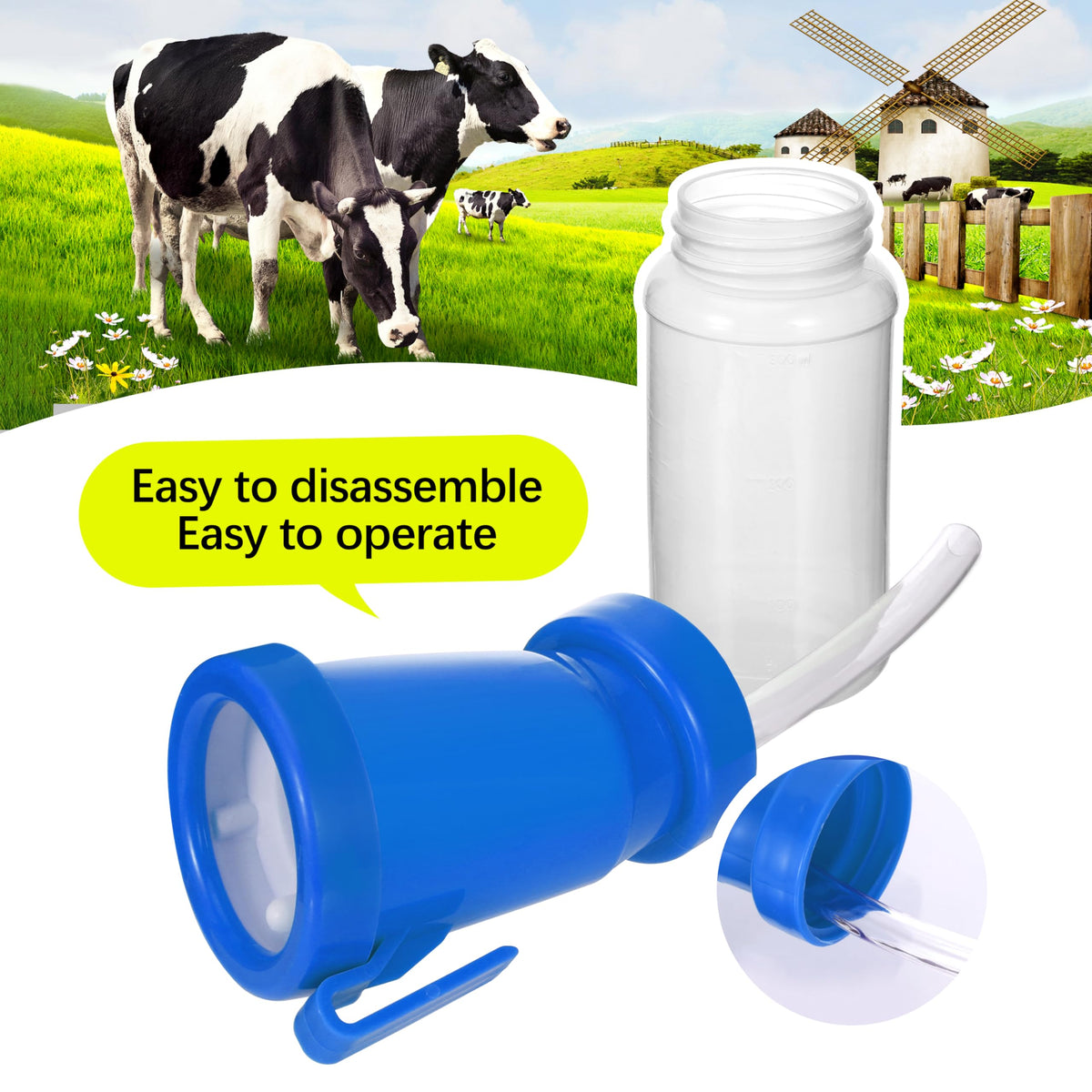 Blisstime teat dip cup blue immersion step for pre-milking teat cleaning