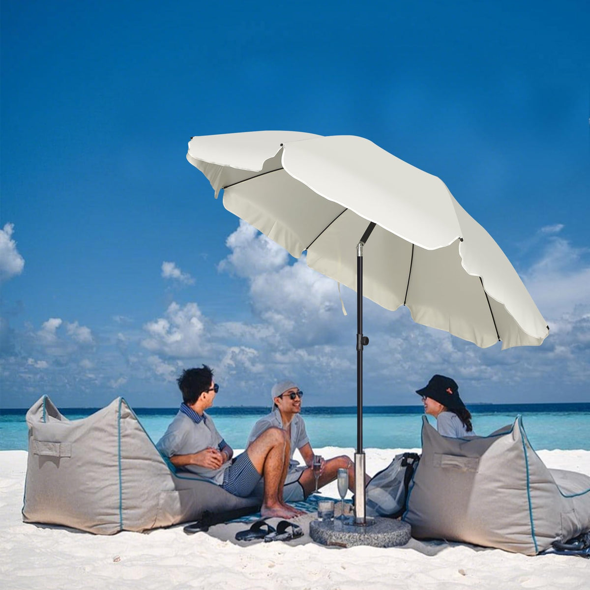 Blissun cream-white canopy adds a versatile, timeless look to patios and beaches.