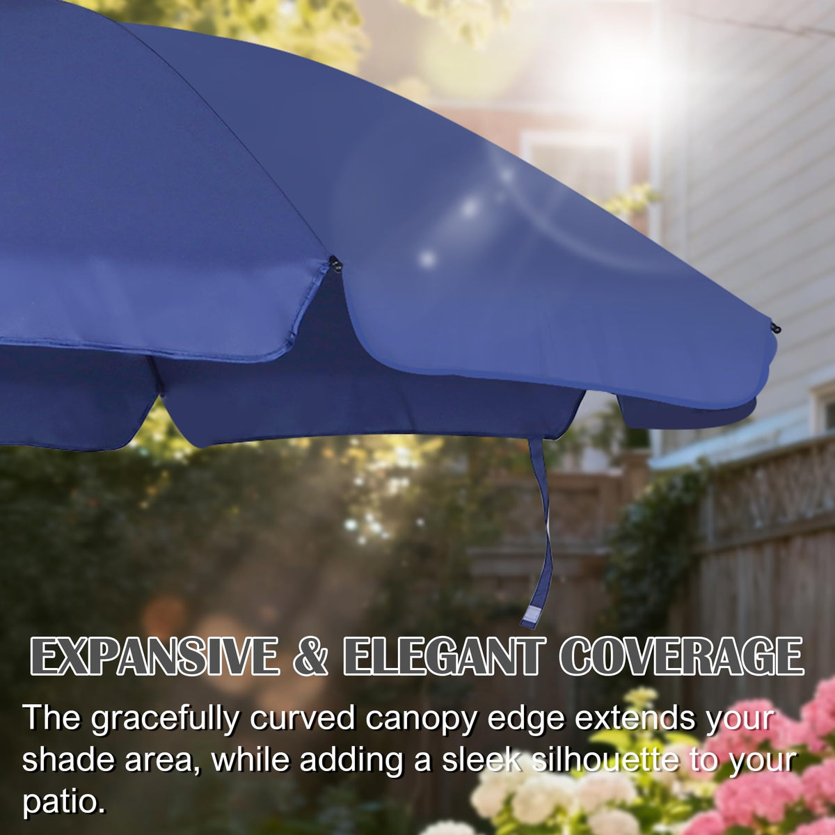 Blissun canopy height adjustment allows fitting under different tables for flexible shade.