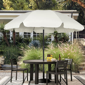Blissun market-style umbrella suitable for outdoor tables, decks, and poolside shade.