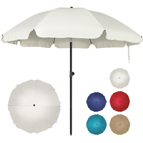 Blissun 6.5ft patio umbrella showing push-button tilt for easy sun tracking and shade.