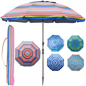 Blissun 7.2' beach umbrella with sand anchor for stable shade on windy days