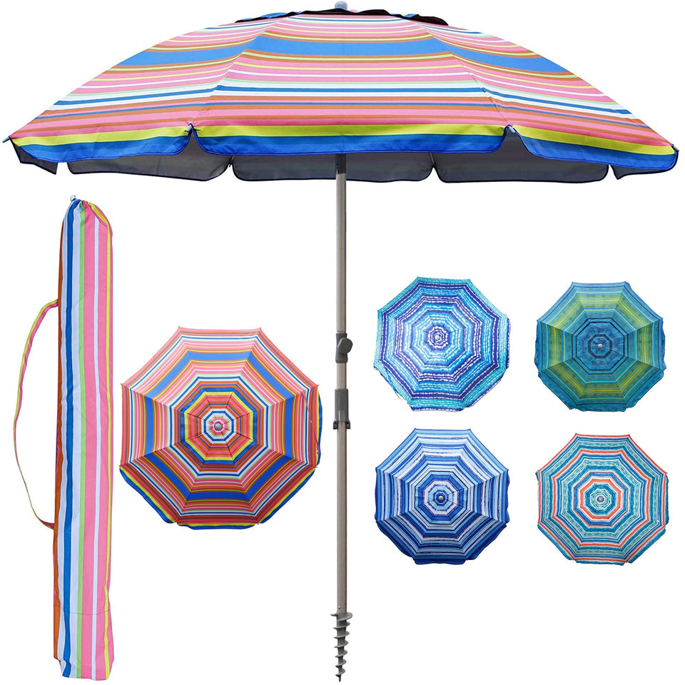 Blissun 7.2' beach umbrella with sand anchor for stable shade on windy days