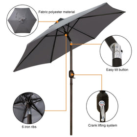 Blissun 7.5-foot umbrella crank tilt adjusts sun angles for comfort.