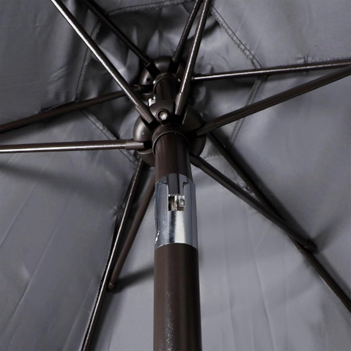 Blissun 7.5-foot umbrella frame shows sturdy aluminum and iron ribs.