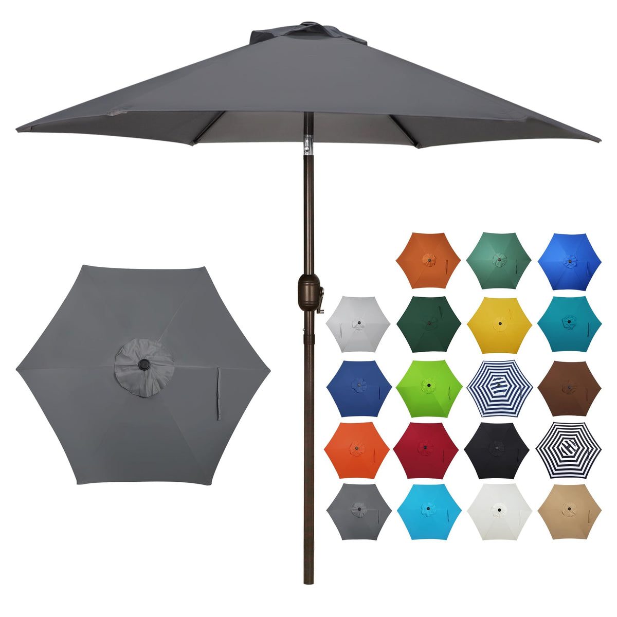 Blissun 7.5-foot patio umbrella open canopy shading outdoor dining areas.