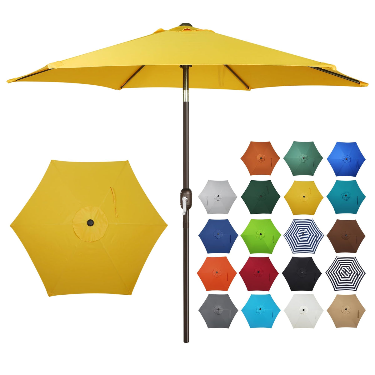Blissun 7.5 ft umbrella fabric closeup shows waterproof, UV-protective material ideal for sunny days.