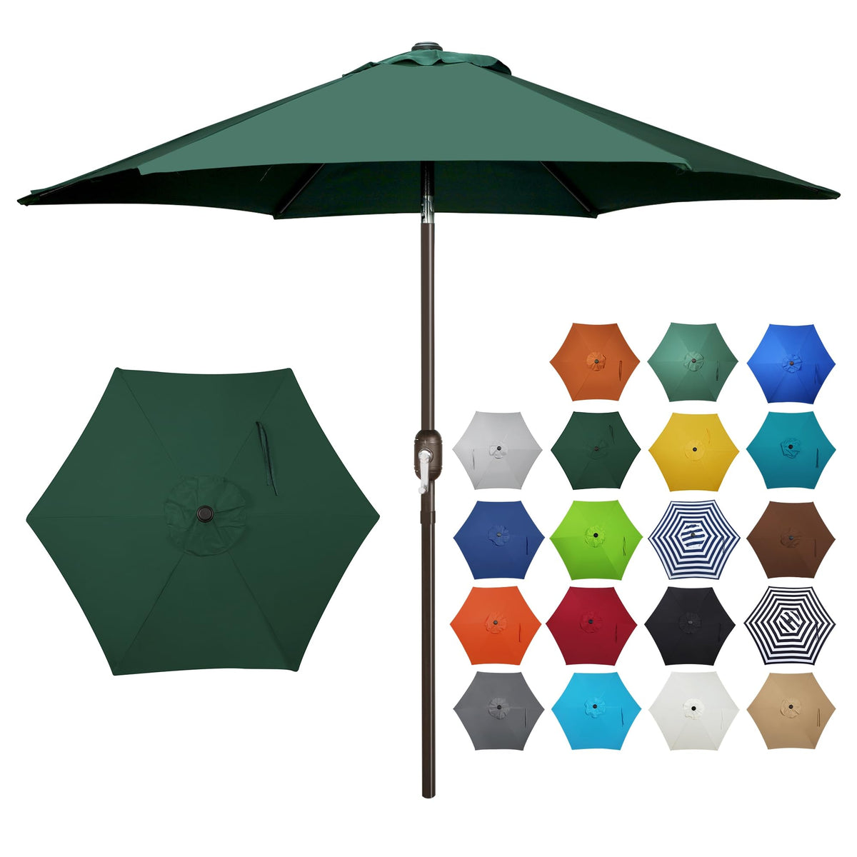 Blissun 7.5 ft patio umbrella in full view offering wide shade for outdoor dining