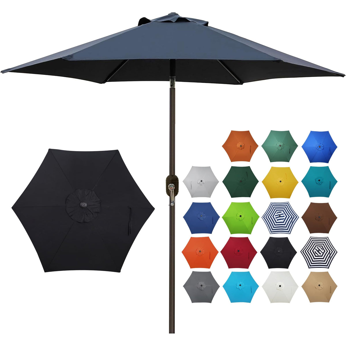 Blissun 7.5 ft patio umbrella with open crank for easy shade setup