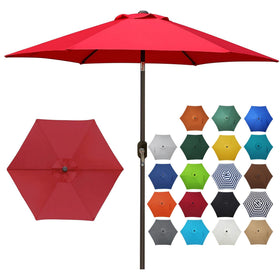 Blissun 7.5 ft patio umbrella top view providing broad shade for outdoor dining