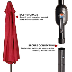 Blissun 9ft umbrella packs compact storage for easy setup.