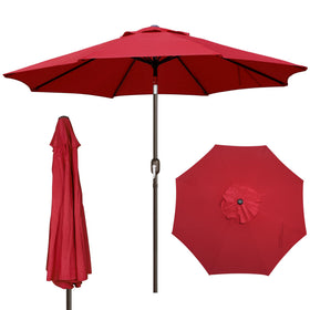 Blissun 9ft patio umbrella fabric close-up highlighting waterproof, UV-resistant polyester for sunny days.