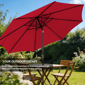 Blissun 9ft umbrella push-button tilt for adjustable shade.