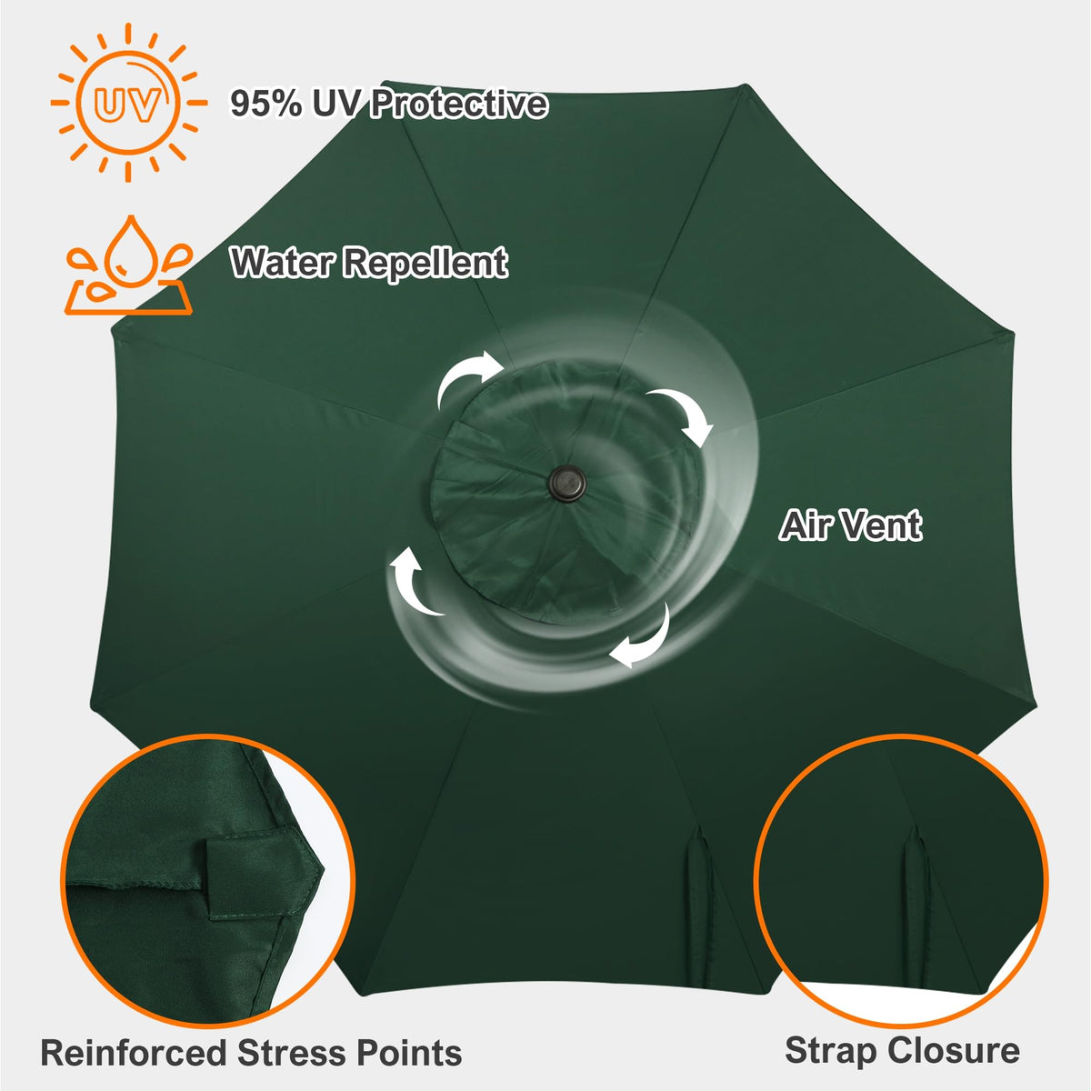Blissun canopy with an air vent promotes airflow and cooling shade on windy days.