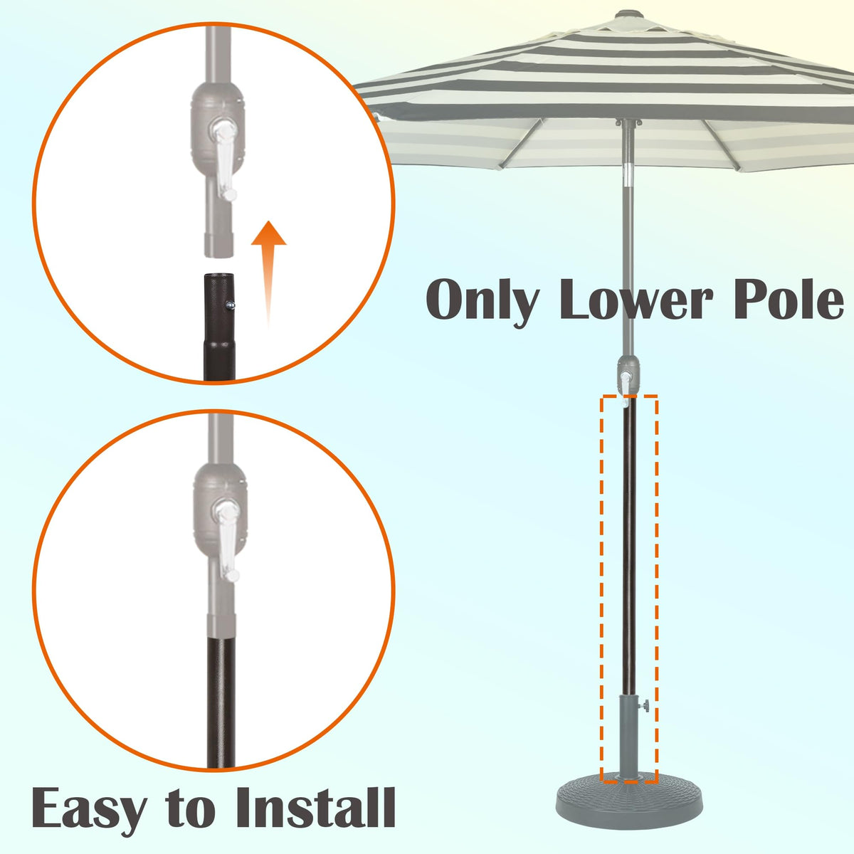 Durable aluminium Blissun pole highlights anti-corrosion properties.