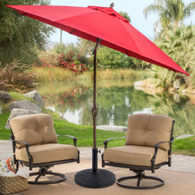 Blissun base fits umbrella poles 1.38–1.89 inches for versatile umbrella setups.