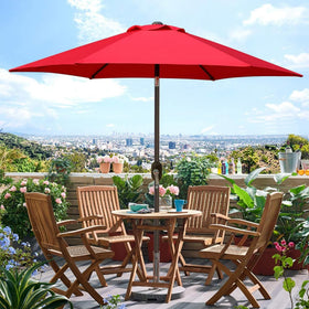 Blissun cafe patio setup with umbrella delivering comfortable dining shade