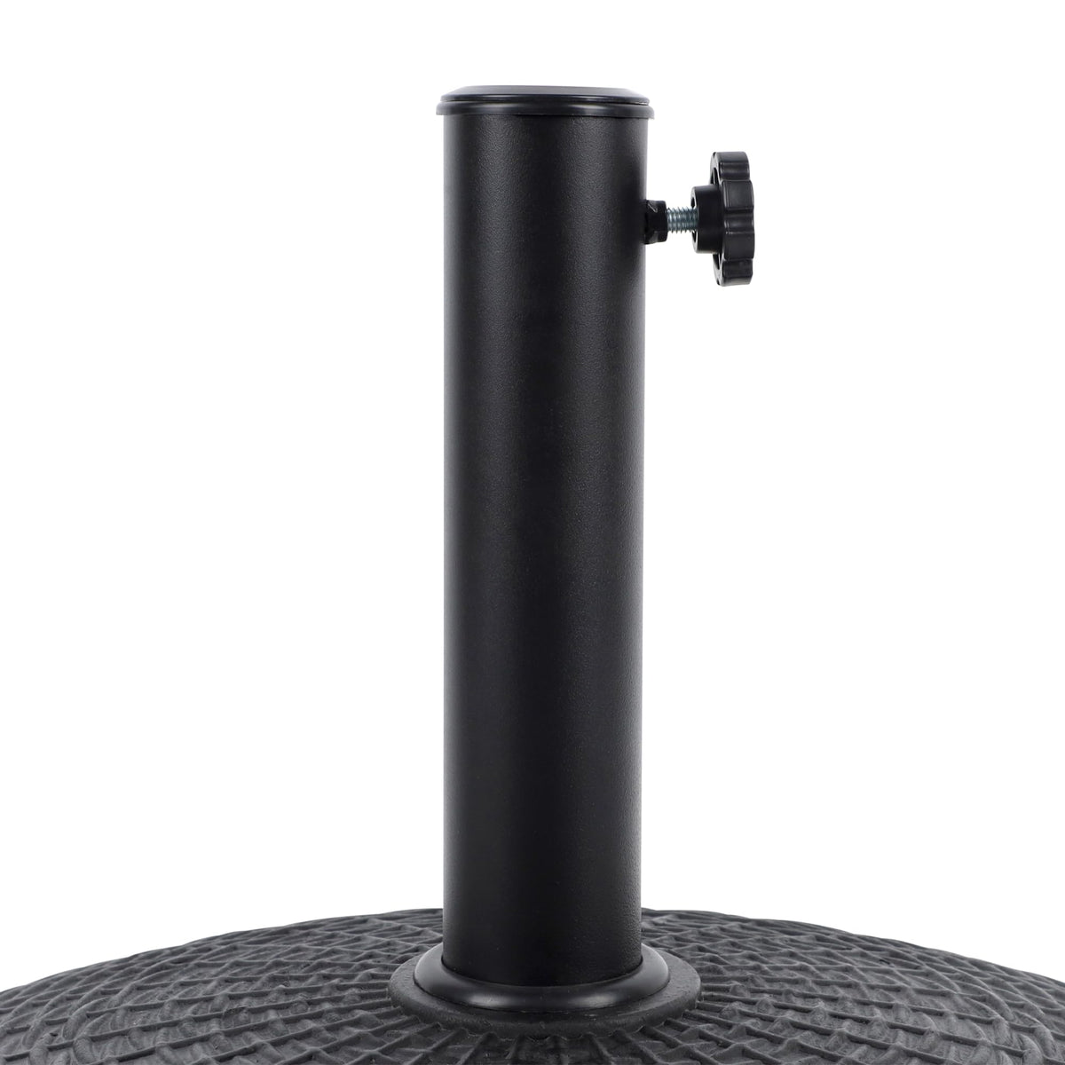 Blissun decorative black finish base keeps a stylish look year-round.