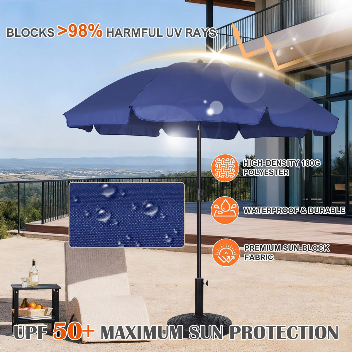 Blissun iron pole with rust resistant finish ensures durable outdoor use.
