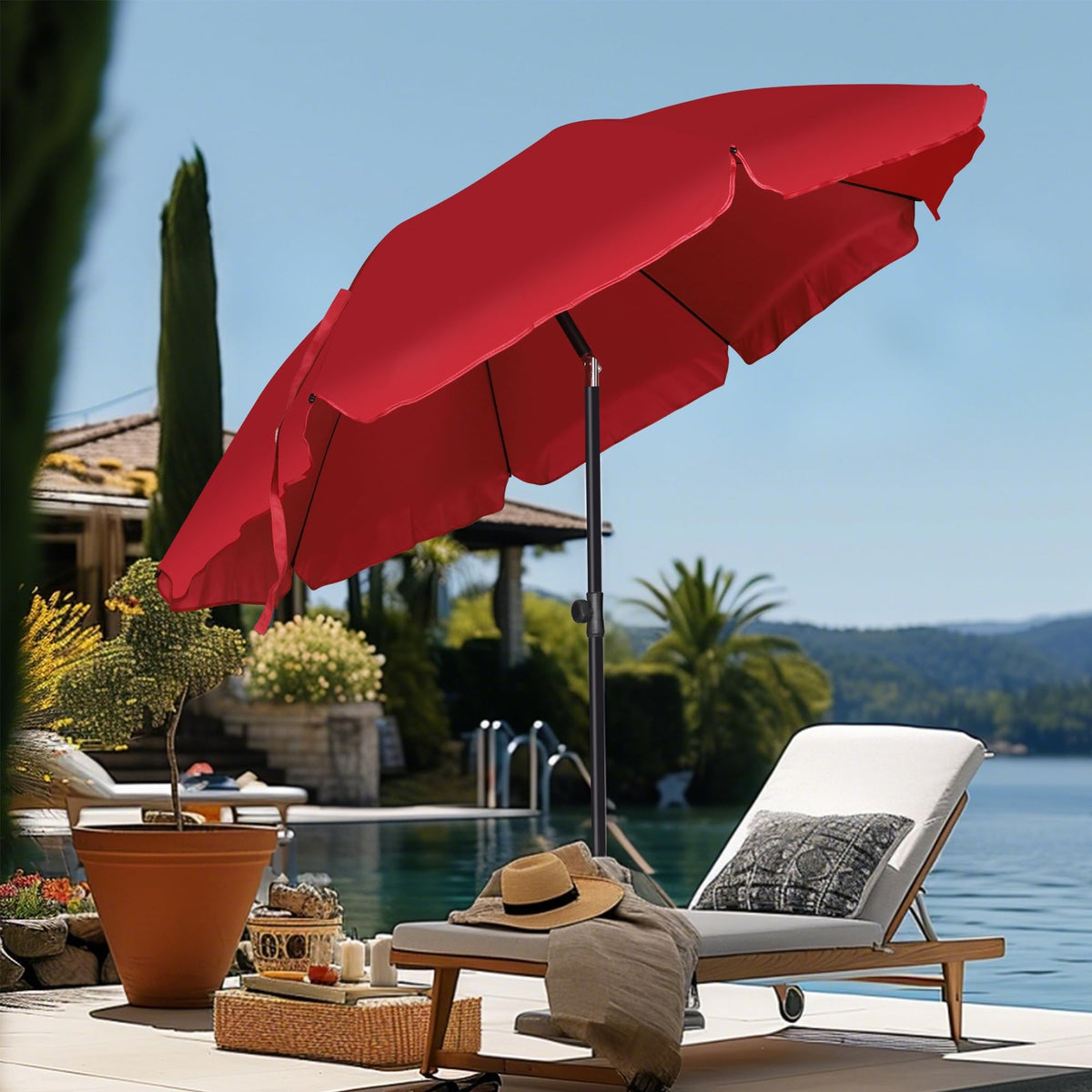 Blissun iron pole with rust-resistant finish offers durable support outdoors.