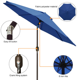 Blissun market umbrella with 8 ribs provides sturdy shelter for outdoor dining