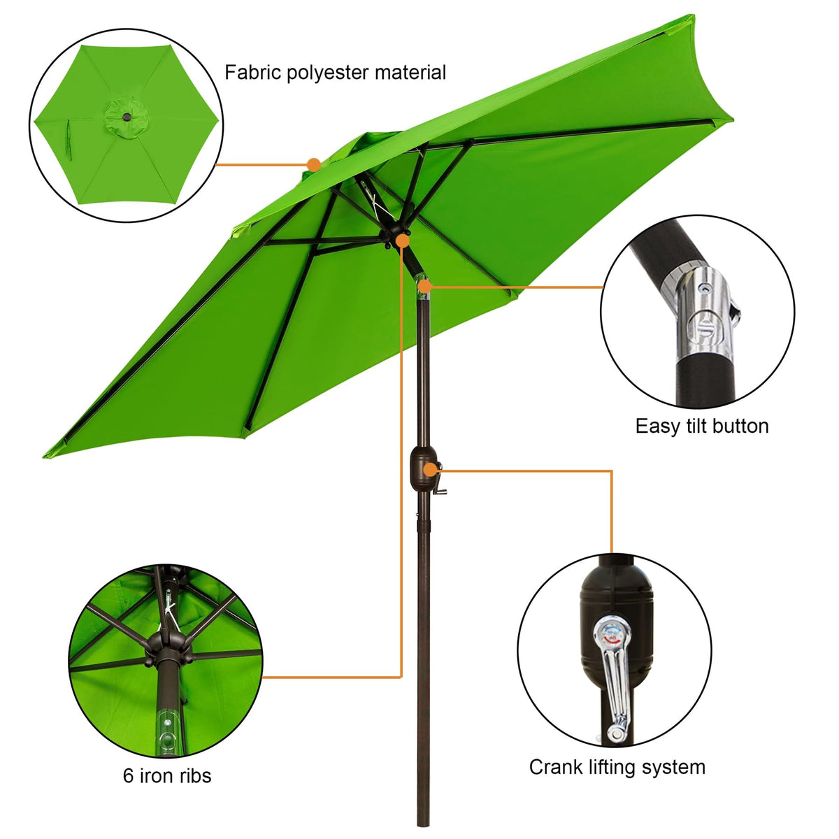 Blissun patio umbrella crank-tilt in action for adjustable sun coverage.